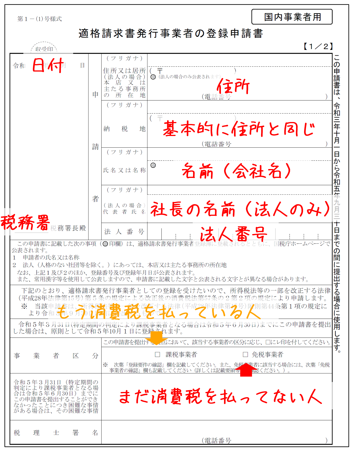 インボイス登録申請書の書き方 | 会計で会社の利益を作る大澤税理士